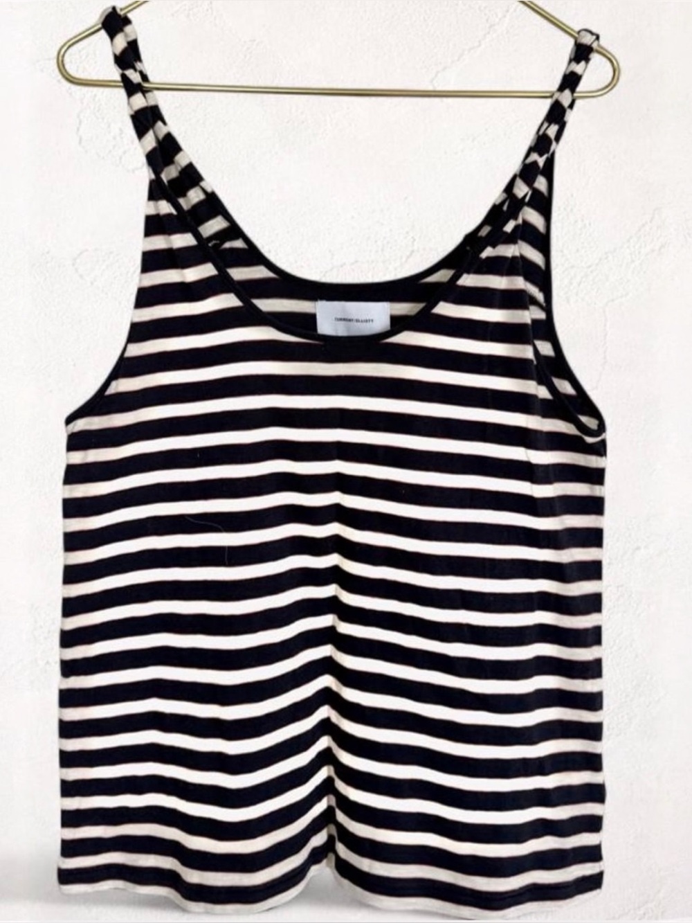 Navy Cream Striped Cotton Tank Top Coastal Nautical Current Elliott NWT Medium